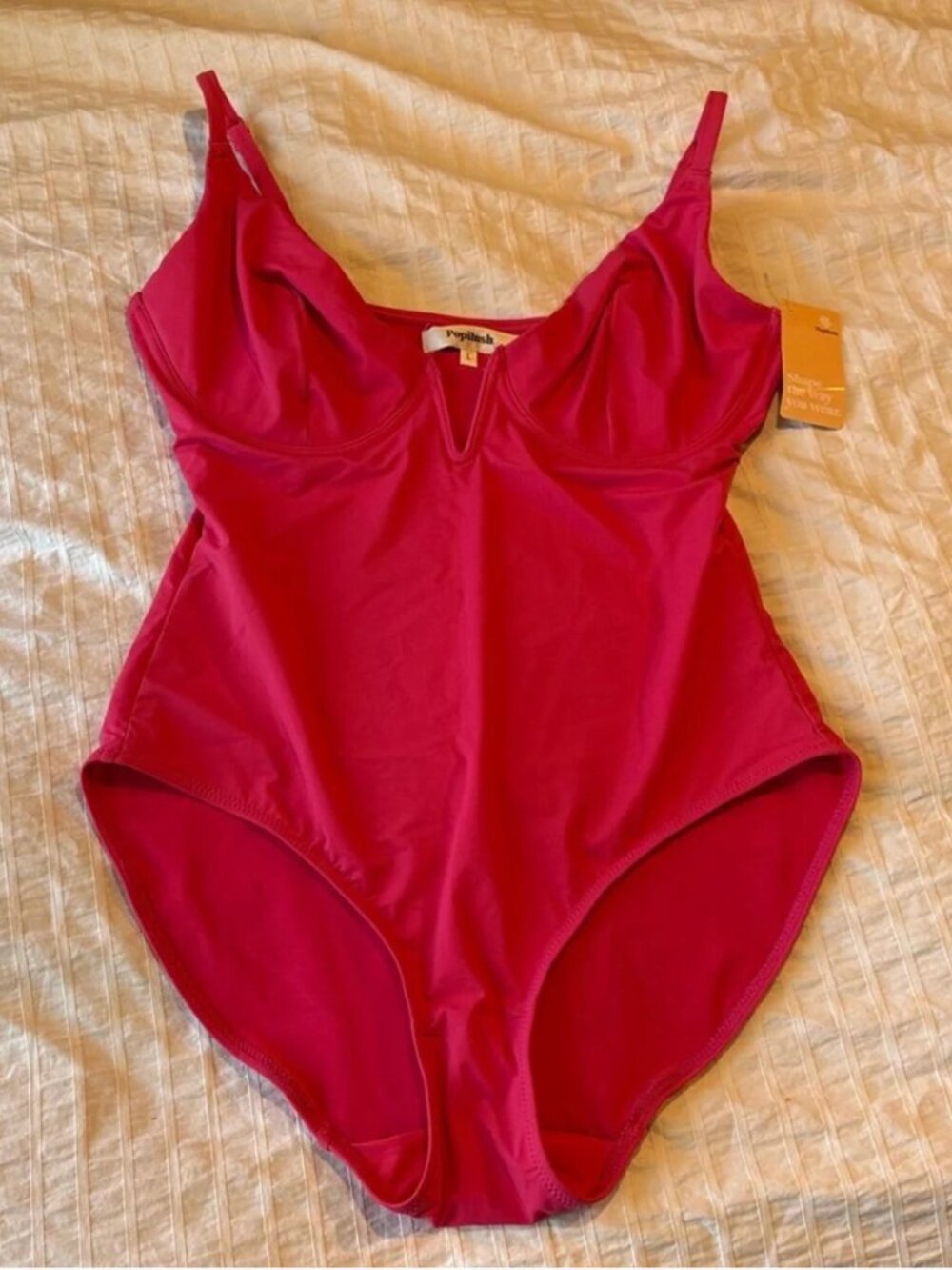Popilush Shapewear Plunging V Slimming One-Piece Swimsuit Large Pink V-Neck - Picture 12 of 13